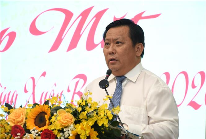 Ông Huỳnh Văn Sơn, Phó Chủ tịch UBND tỉnh Tây Ninh phát biểu tại hội nghị. Ảnh: Bùi Giang - TTXVN