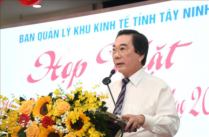 Ông Trịnh Văn Hải, Chủ tịch Hiệp hội Doanh nghiệp tỉnh Tây Ninh phát biểu tại hội nghị. Ảnh: Bùi Giang - TTXVN