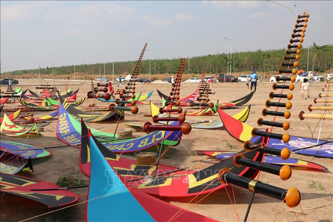 Diều sáo của các đội tham gia trưng bày tại hội thi.  Ảnh: Nhật Bình - TTXVN.