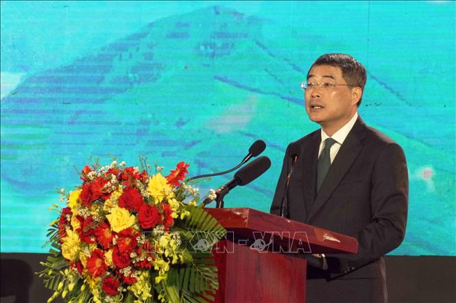 Đồng chí Lê Minh Hưng, Ủy viên Bộ Chính trị, Bí thư Trung ương Đảng, Trưởng Ban Tổ chức Trung ương phát biểu tại chương trình. Ảnh: Hữu Quyết - TTXVN