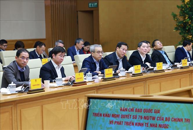 Các đại biểu tham dự Phiên họp lần thứ nhất của BCĐ về phát triển kinh tế nhà nước. Ảnh: Dương Giang-TTXVN 
