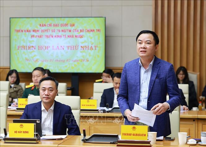 Chủ tịch Tập đoàn Công nghiệp Năng lượng quốc gia Việt Nam Lê Ngọc Sơn phát biểu. Ảnh: Dương Giang-TTXVN