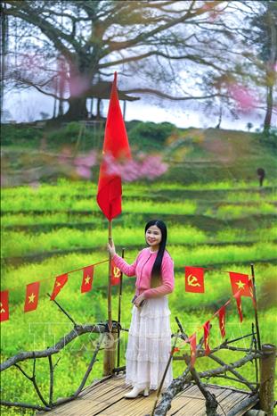 Visitors to Mung village can enjoy a range of unique experiences such as photography at flower-covered hills, visiting Cao Phong orange orchards, and picking and tasting oranges on site. Photo: Trong Dat – VNA