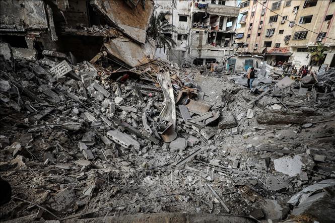 Thiệt hại sau những đợt không kích của Israel xuống thành phố Gaza ngày 31/1/2026. Ảnh: THX/TTXVN
