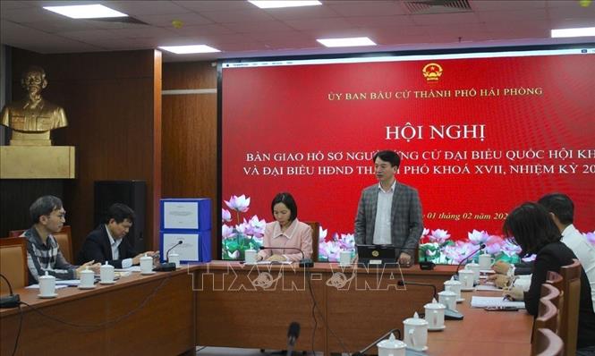 Phó Chủ tịch thường trực Ủy ban Mặt trận Tổ quốc Việt Nam thành phố Hải Phòng Nguyễn Đức Tuấn phát biểu tại hội nghị. Ảnh: Mạnh Minh - TTXVN