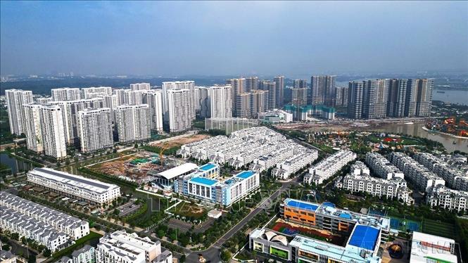 Khu đô thị Vinhomes Grand Park, quận 9, Thành phố Hồ Chí Minh, thu hút người dân đến sinh sống với nhiều tiện ích và cảnh quan đẹp. Ảnh: Tuấn Anh - TTXVN