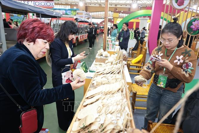 Khách tham quan gian hàng tại Hội chợ Mùa Xuân 2026. Ảnh: Trần Việt - TTXVN 