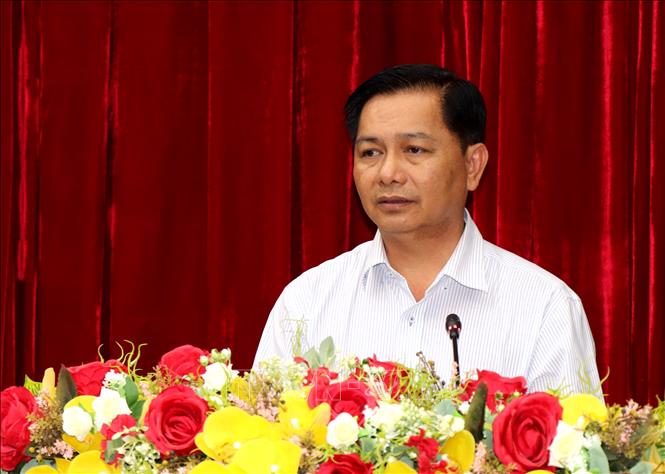 Bí thư Tỉnh ủy Vĩnh Long Trần Văn Lâu phát biểu tại hội nghị. Ảnh: Lê Thúy Hằng – TTXVN