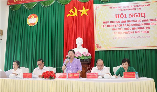 Bà Hồ Thị Cẩm Đào, Phó Bí thư Thành ủy, Chủ tịch Ủy ban MTTQ Việt Nam thành phố Cần Thơ phát biểu. Ảnh: Ngọc Thiện - TTXVN