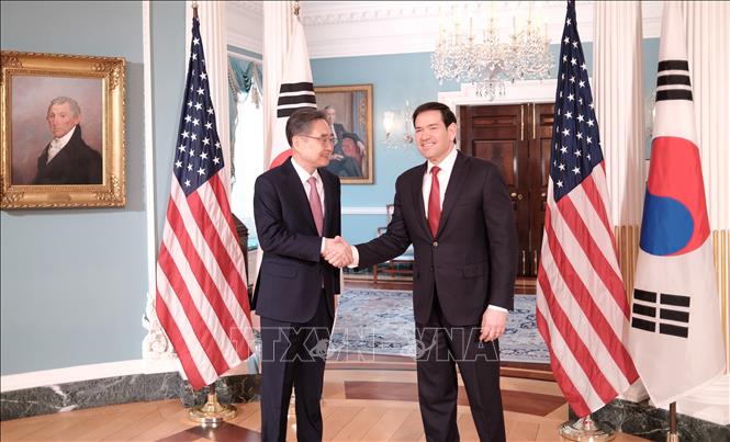 Ngoại trưởng Mỹ Marco Rubio và Ngoại trưởng Hàn Quốc Cho Hyun tại cuộc gặp ở Washington, D.C., Mỹ, ngày 3/2/2026. Ảnh: Yonhap/TTXVN 