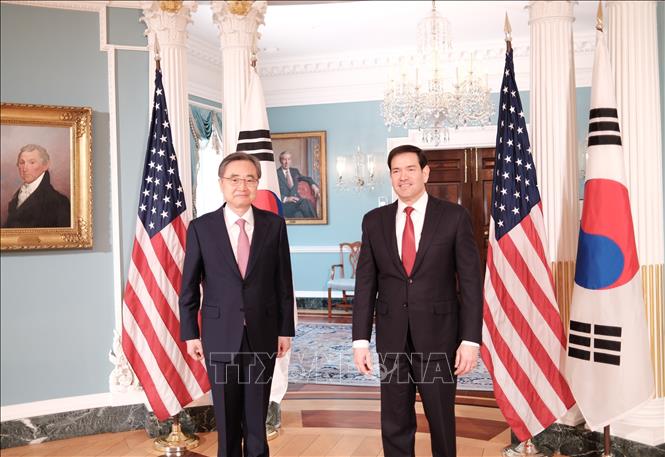 Ngoại trưởng Mỹ Marco Rubio và Ngoại trưởng Hàn Quốc Cho Hyun tại cuộc gặp ở Washington, D.C., Mỹ, ngày 3/2/2026. Ảnh: Yonhap/TTXVN 