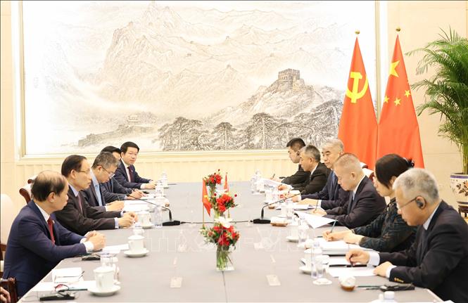 Quang cảnh hội đàm. Ảnh: Công Tuyên - PV TTXVN tại Trung Quốc