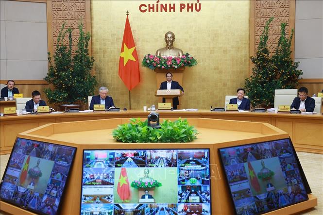 Thủ tướng Phạm Minh Chính chủ trì Phiên họp Chính phủ Thường kỳ tháng 01 năm 2026 trực tuyến với các địa phương. Ảnh: Dương Giang-TTXVN
