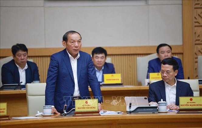 Bộ trưởng Bộ Văn hoá, Thể thao và Du lịch Nguyễn Văn Hùng phát biểu. Ảnh: Dương Giang-TTXVN