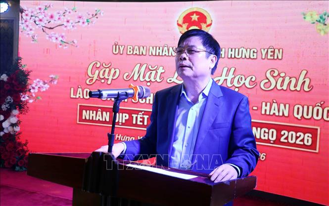 Phó Chủ tịch UBND tỉnh Hưng Yên Phạm Văn Nghiêm phát biểu tại buổi gặp mặt. Ảnh: Nguyễn Công Hải - TTXVN