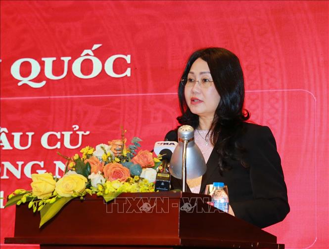 Thứ trưởng Thường trực Bộ Văn hóa, Thể thao và Du lịch Lâm Thị Phương Thanh phát biểu khai mạc. Ảnh: Trọng Đức - TTXVN