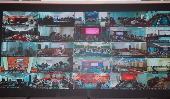 Các điểm cầu dự hội nghị. Ảnh: Trọng Đức - TTXVN