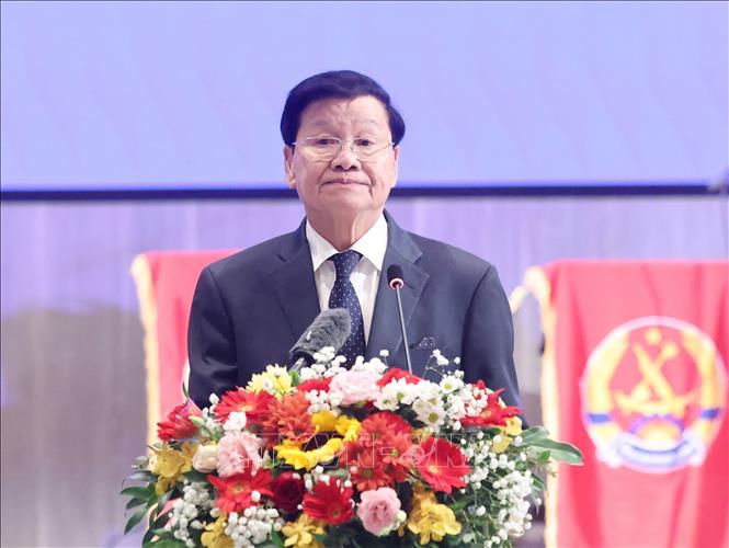 Tổng Bí thư, Chủ tịch nước Lào Thongloun Sisoulith phát biểu. Ảnh: Thống Nhất – TTXVN