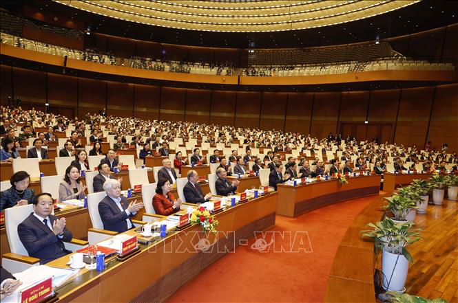 Tổng Bí thư Tô Lâm cùng các đồng chí lãnh đạo, nguyên lãnh đạo Đảng, Nhà nước dự Hội nghị. Ảnh: Thống Nhất – TTXVN

