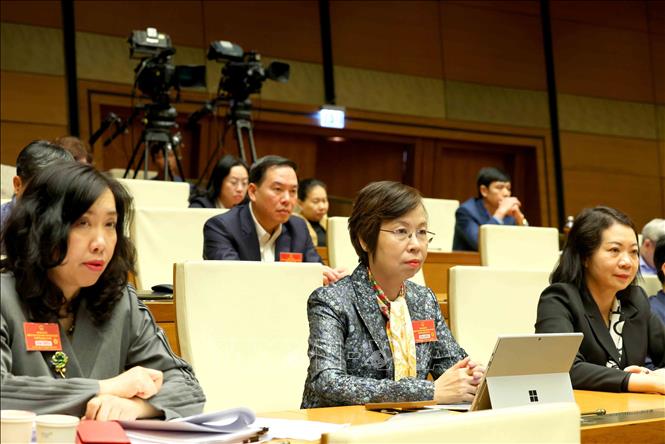 Đại biểu tham dự hội nghị tại điểm cầu chính Hội trường Diên Hồng, Nhà Quốc hội. Ảnh: Phương Hoa - TTXVN