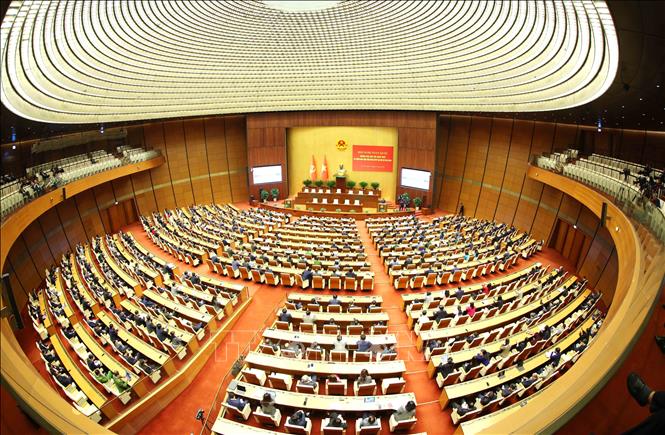 Toàn cảnh hội nghị tại điểm cầu chính Hội trường Diên Hồng, Nhà Quốc hội. Ảnh: Phương Hoa - TTXVN