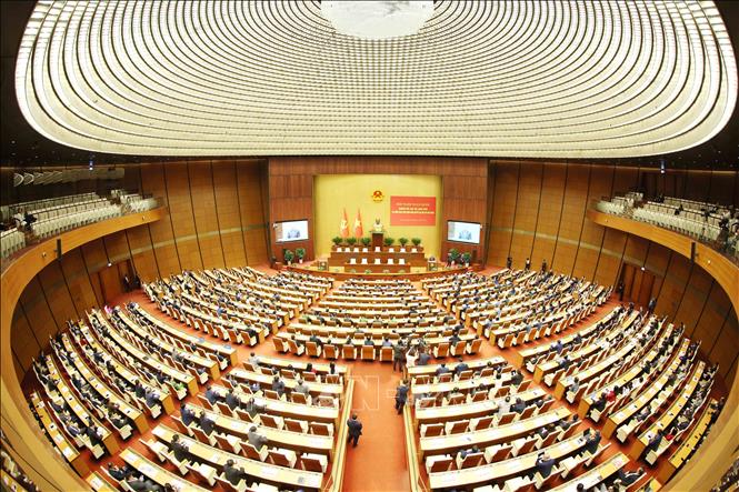 Quang cảnh hội nghị tại điểm cầu chính Hội trường Diên Hồng, Nhà Quốc hội, chiều 7/2. Ảnh: Phương Hoa - TTXVN