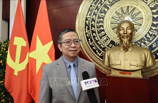 Đồng chí Phạm Thanh Bình, Bí thư Đảng ủy, Đại sứ Việt Nam tại Trung Quốc nhấn mạnh Hội nghị toàn quốc lần này hết sức kịp thời, cần thiết và thiết thực. Ảnh: Quang Hưng-PV TTXVN tại Trung Quốc