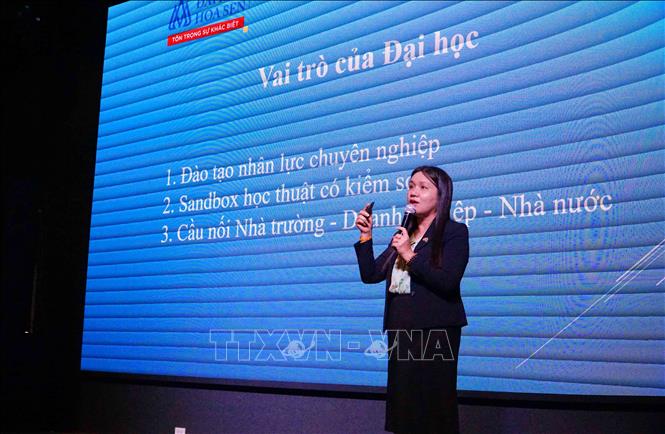 Chuyên gia chia sẻ tại hội thảo. Ảnh: Thu Hoài - TTXVN