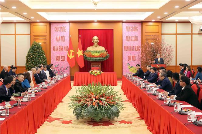 Tổng Bí thư Tô Lâm phát biểu tại buổi gặp mặt. Ảnh: An Đăng - TTXVN