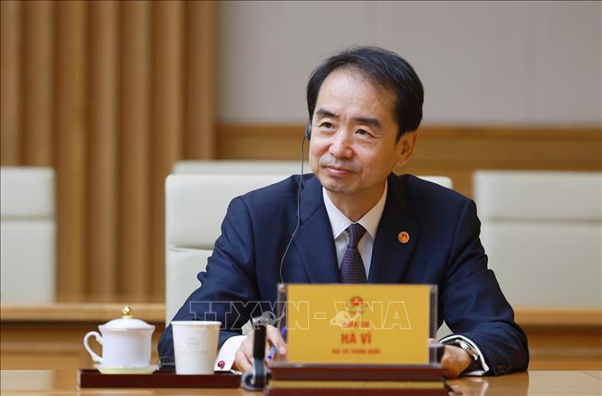 Đại sứ Trung Quốc tại Việt Nam Hà Vĩ phát biểu. Ảnh: Dương Giang-TTXVN 