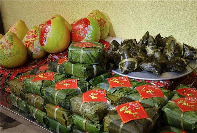 Một gian hàng của Hội chợ Xuân ở chùa Phúc Lâm. Ảnh: Thu Hằng - Phóng viên TTXVN tại Đức