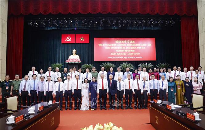 Tổng Bí thư Tô Lâm chúc Tết Đảng bộ, chính quyền và Nhân dân Thành phố Hồ Chí Minh. Ảnh: Thống Nhất – TTXVN