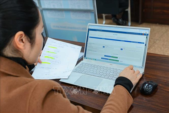 Việc doanh nghiệp thực hiện khai tờ khai trực tuyến góp phần rút ngắn thời gian làm thủ tục, giảm chi phí và nâng cao tính minh bạch trong hoạt động xuất nhập khẩu. Ảnh: Hoàng Hiếu - TTXVN
