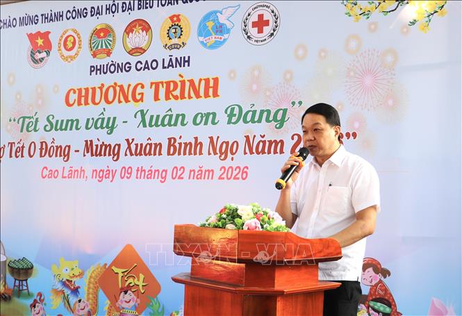 Ông Thái Văn Lành, Chủ tịch Ủy ban MTTQ Việt Nam phường Cao Lãnh phát biểu. Ảnh: Hồng Nhung - TTXVN