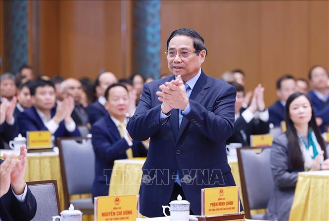 Thủ tướng Phạm Minh Chính dự phát động hai phong trào thi đua. Ảnh: Dương Giang-TTXVN 