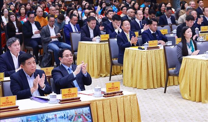 Thủ tướng Phạm Minh Chính dự phát động hai phong trào thi đua. Ảnh: Dương Giang-TTXVN 