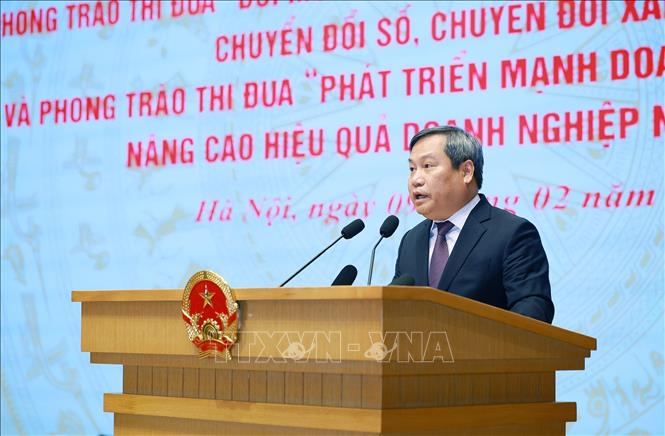 Chủ tịch Ủy ban nhân dân thành phố Hà Nội Vũ Đại Thắng phát biểu. Ảnh: Dương Giang-TTXVN 
