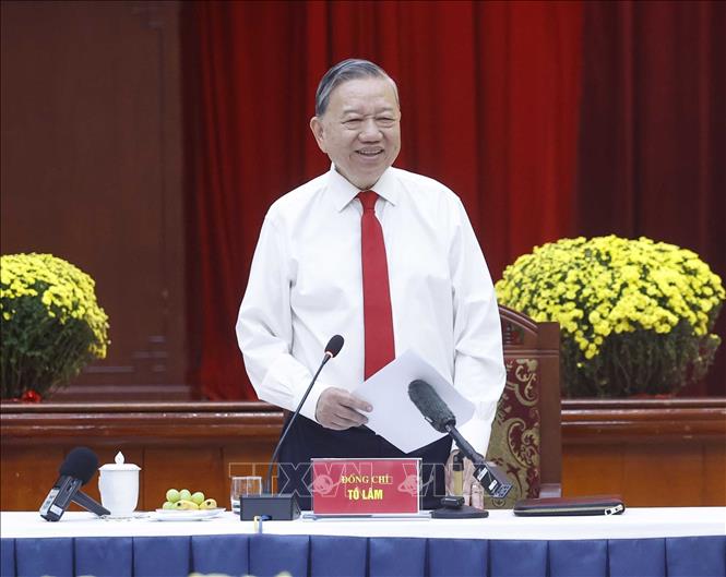 Tổng Bí thư Tô Lâm phát biểu tại buổi gặp mặt các đồng chí nguyên Uỷ viên Trung ương Đảng khu vực phía Nam nhân dịp đón Xuân Bính Ngọ 2026. Ảnh: Thống Nhất – TTXVN