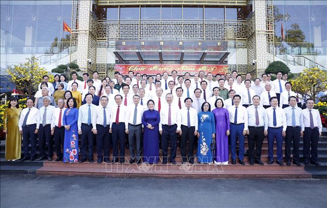 Tổng Bí thư Tô Lâm với đại biểu Đảng bộ, chính quyền, nhân dân tỉnh Tây Ninh. Ảnh: Thống Nhất – TTXVN