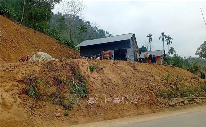Anh Vi Văn Hải, thôn Na Nghịu, xã Yên Nhân bị ảnh hưởng thiên tai, nay dựng lại nhà tạm để ở, và phát triển kinh tế để đón Tết. Ảnh: Nguyễn Nam-TTXVN