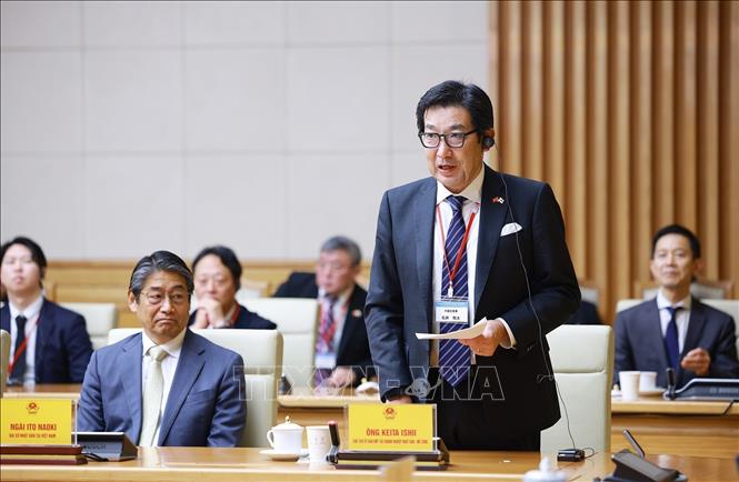 Ông Keita Ishii, Chủ tịch Ủy ban Kinh tế Nhật Bản – Mekong, Chủ tịch kiêm CEO Tập đoàn Itochu phát biểu. Ảnh: Dương Giang-TTXVN