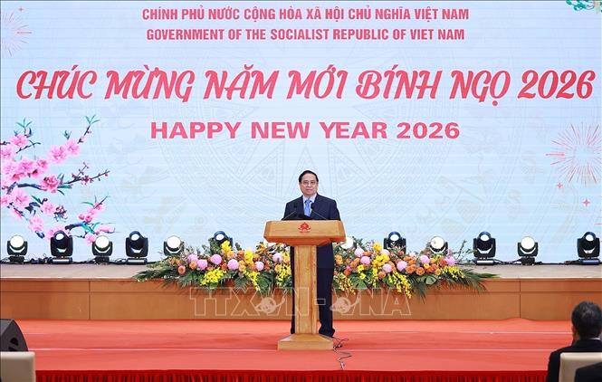 Prime Minister Pham Minh Chinh and his spouse host a banquet in Hanoi on February 9 evening for the diplomatic corps, ahead of the upcoming Lunar New Year. VNA Photo: Dương Giang