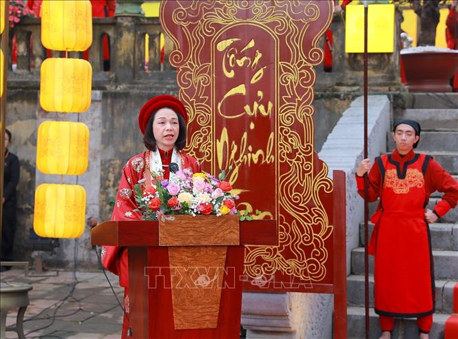 Phó Chủ tịch UBND Thành phố Hà Nội Vũ Thu Hà phát biểu. Ảnh: Khánh Hoà - TTXVN