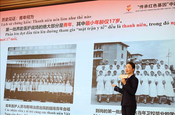 Đại diện thanh niên Trung Quốc tham gia thuyết trình. Ảnh: Công Tuyên - PV TTXVN tại Trung Quốc