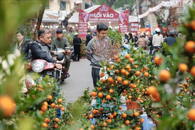 Người dân du Xuân, mua sắm ngày giáp Tết. Ảnh: Minh Quyết - TTXVN
