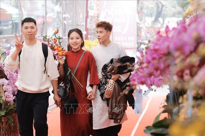 Chợ hoa trải dài trên các tuyến phố: Hàng Lược, Hàng Khoai, Hàng Rươi, Hàng Mã và tuyến phố bích họa Phùng Hưng. Ảnh: Minh Quyết - TTXVN