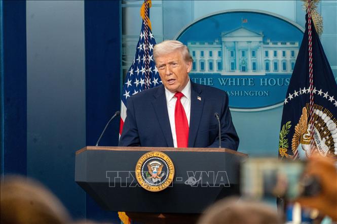 Tổng thống Mỹ Donald Trump phát biểu tại Nhà Trắng, Washington, D.C. Ảnh: THX/TTXVN