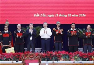 Tổng Bí thư thăm, chúc tết Đảng bộ, chính quyền và Nhân dân tỉnh Đắk Lắk