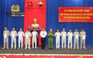 Giảm thời hạn chấp hành án phạt tù cho nhiều phạm nhân dịp Tết Nguyên đán