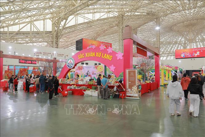 Gian hàng tỉnh Lạng Sơn mang đến hội chợ nhiều sản phẩm đặc trưng của địa phương, đồng thời triển khai nhiều chương trình khuyến mãi nhằm kích cầu tiêu dùng. Ảnh: Phan Phương – TTXVN